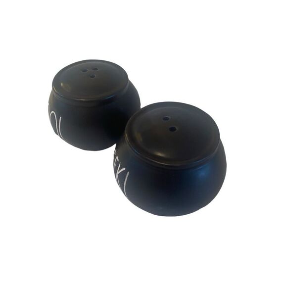 Rae Dunn Artisan Collection Boo & Eek Black Ceramic Cauldron S&P Shaker Set. - Picture 7 of 7